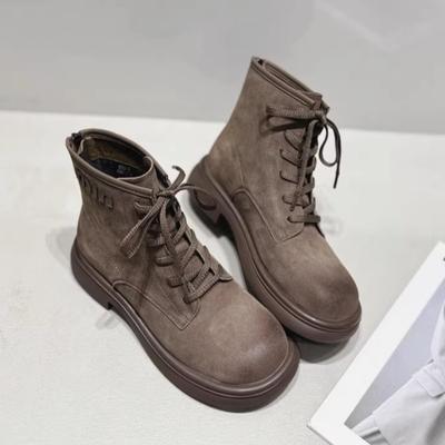 Модные женские замшевые ботильоны на платформе для снега модные повседневные кроссовки на среднем каблуке зимняя обувь 2025 года тренд ретро спорт на шнуровке Botas Mujer