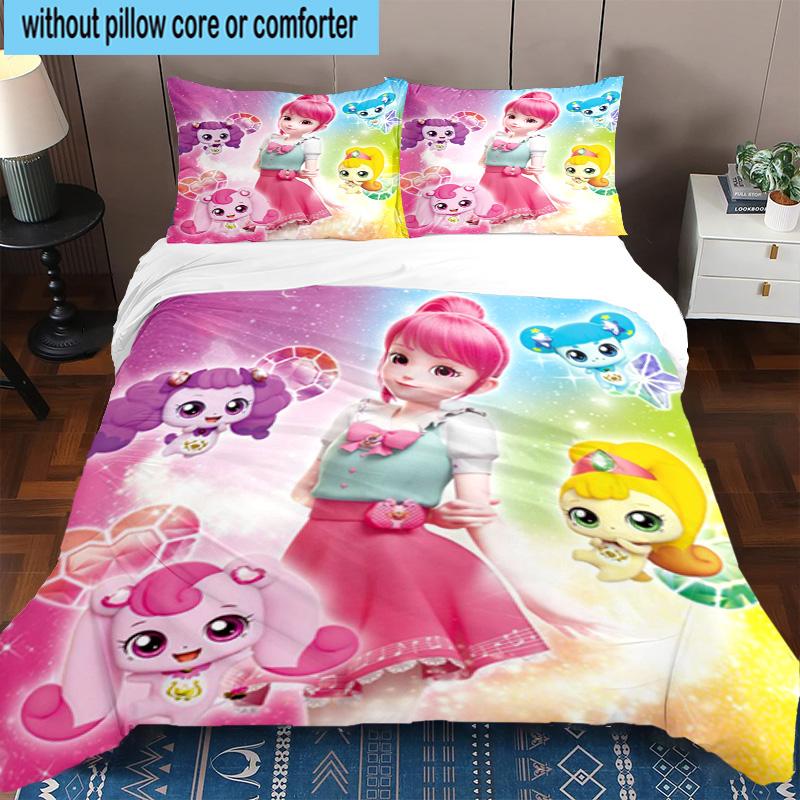 Heartsping Doll And Friends Fantasy 3pcs Bedding,Including 1pc Duvet Cover And 2pcs Pillowcases Perfect for Christmas,Ideal for Bedroom, Dormitory