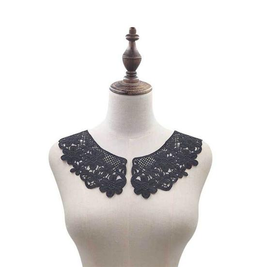 Yousheng 1 Pair Embroidered Collar Women Lace Neckline Hollow Lace Fabric Trim Applique for DIY Sewing Halloween Cosplay