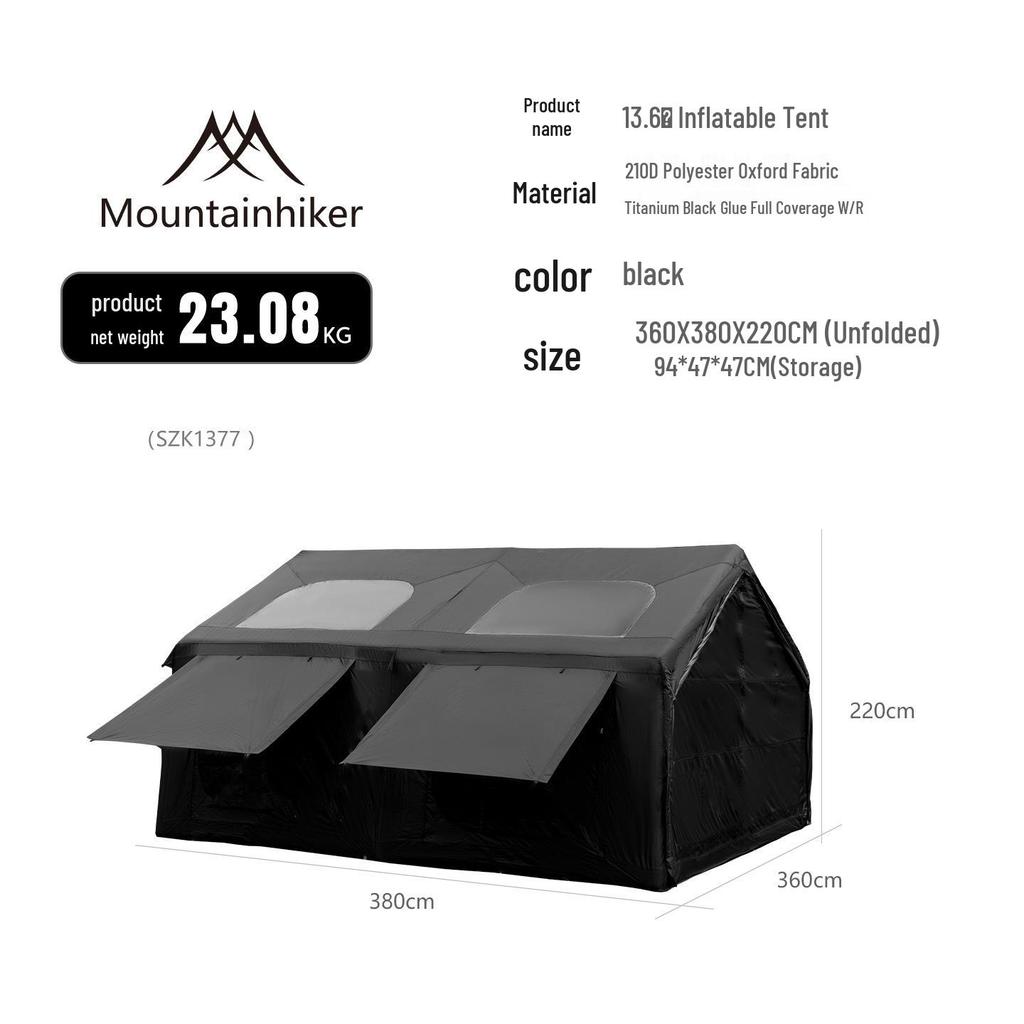 Надувная туристическая палатка Mountain Source Titanium Black 13,6 кв.м с защитой от солнца и дождя