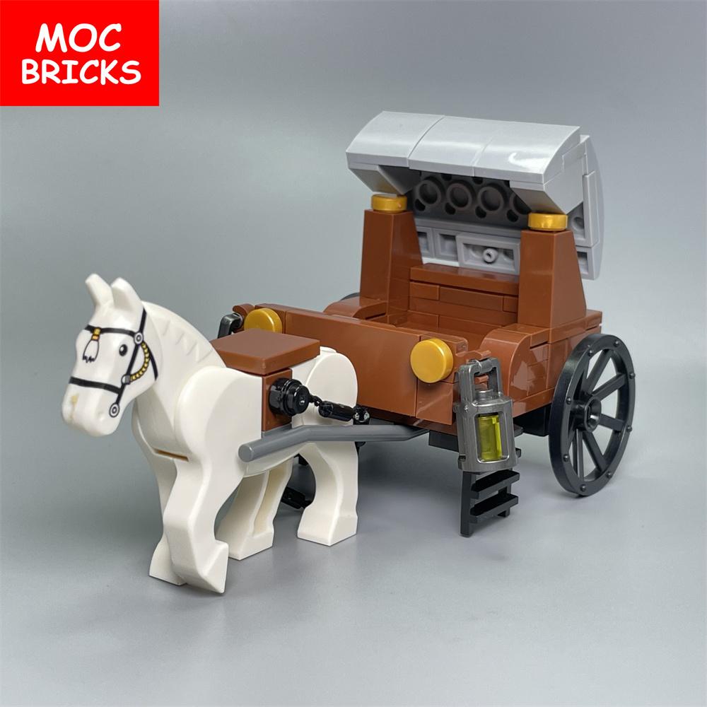 Set  MOC Bricks Middle Ages Carriage Princess Royal Horse Cart Castle Accessories Building Blocks Assemble Children's Toys