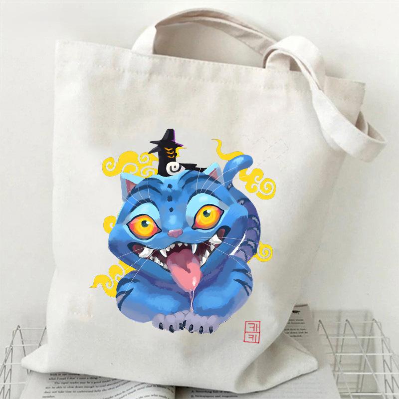 KPOP Группа Охотников на Демонов Холщовая сумка с принтом тигра Сумка через плечо для студентов Повседневная сумка-тоут для покупок