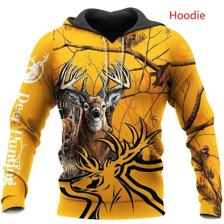 2021 New Deer Hunting 3D Print Men's and Women's Shirts Harajuku Casual Hoodie Fashion Sweater