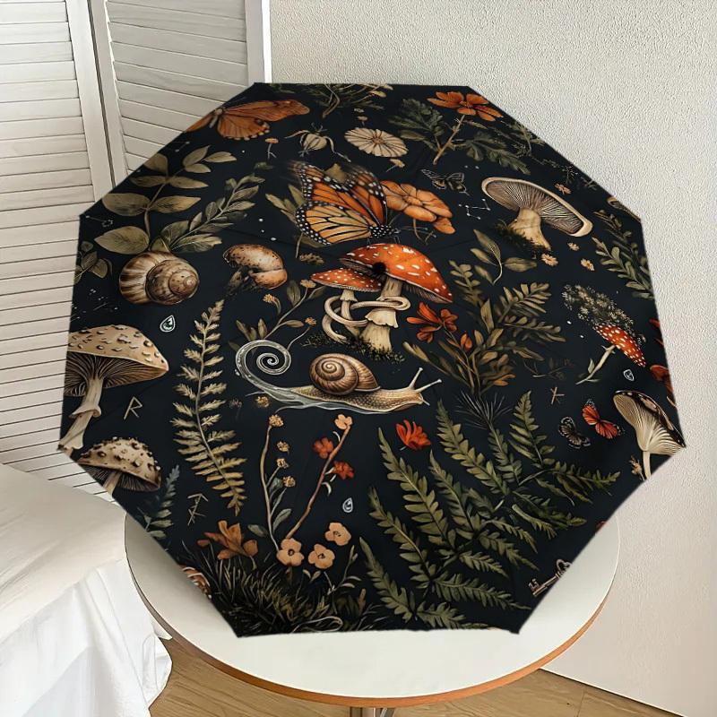 1PC Mushrooms Flowers Umbrella-8-Rib Reinforced Portable Folding Travel Suitable for All Seasons Outdoor Daily Use Is an Ideal Choice -K0377