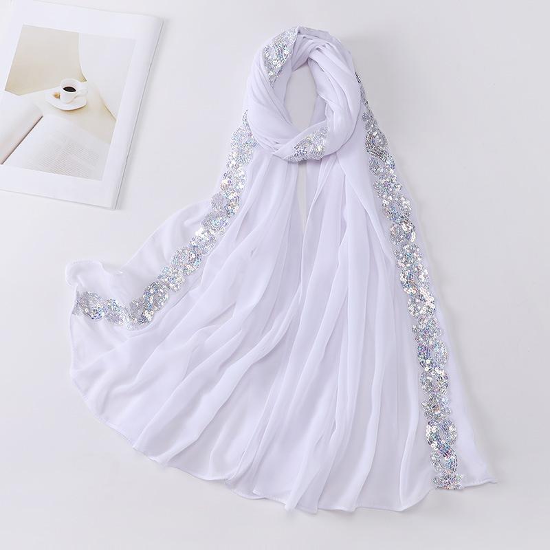Шифоновый Хиджаб Шарф Тюрбан Для Мусульманских Женщин Модный Платок На Голову Шарфы Платки С Блестками Повязки На Голову Вуаль Исламская Повязка На Голову Рамадан Воале