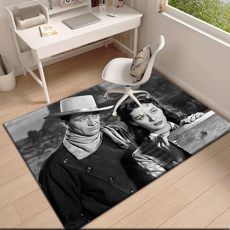 1pc John Wayne and the Western Cowgirl Carpet Rug for Living Room Bedroom Home Sofa Decoration,Kids play Non-slip Floor Mat