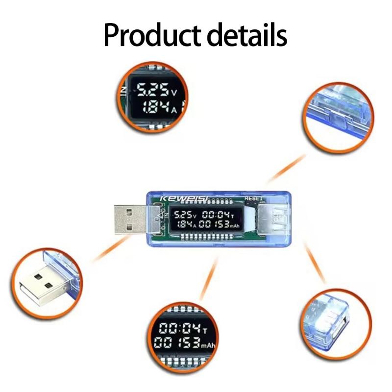 Портативный USB-измеритель мощности с мониторингом напряжения и тока в реальном времени для тестирования электроники