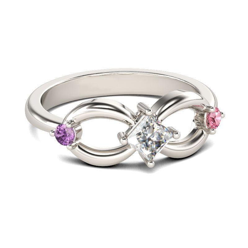 Элегантное модное посеребренное кольцо со стразами, сплав, дизайн "Бесконечность"