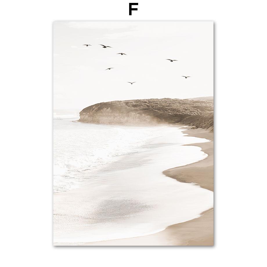 Beige Flower Palm Leaf Beach Lighthouse Wall Art Canvas Painting Nordic Posters And Prints Wall Pictures For Living Room Decor