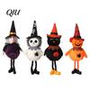 Halloween Collectible Doll Plush Pom Hanging Decoration, Pumpkin/Ghost/Black Cat/Witch Durable Ornament for Tree, Porch, Window Indoor Outdoor
