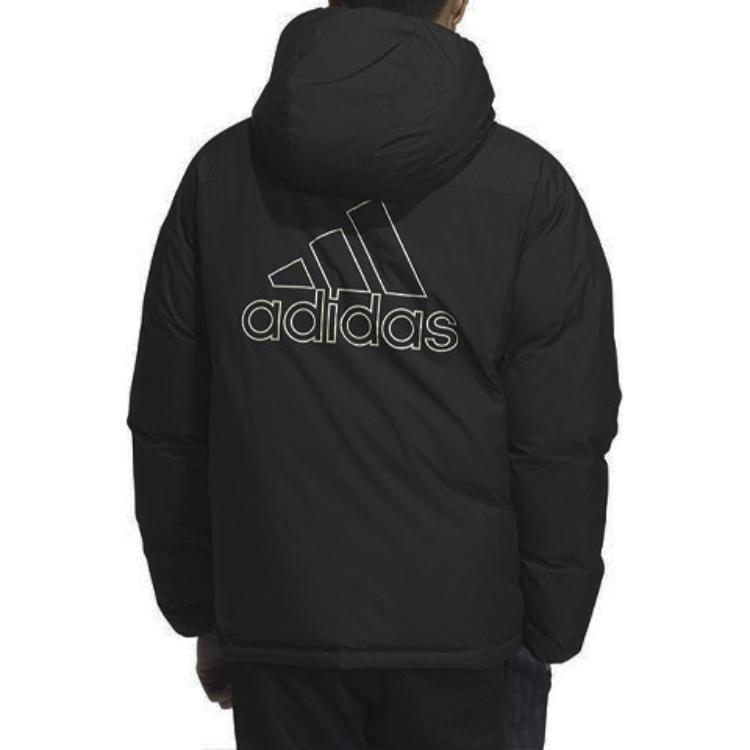 adidas Двусторонний двусторонний пуховик с длинными рукавами и принтом логотипа на спине, мужская верхняя одежда светло-хаки, черный IS0371
