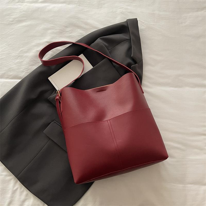 Сумка-ведро большой вместимости, женская сумка, ретро-мода, универсальная на плечо, сумка-мессенджер, осенняя нишевая, высококлассная сумка-тоут