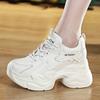 Женская обувь новая на толстой подошве с внутренней высотой увеличение повседневные папины кроссовки маленькие белые туфли на одинарной танкетке маффин толстая подошва сетчатая обувь
