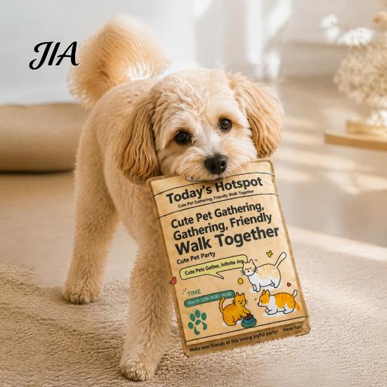 Pet Accessories for Indoor Active Fun Crinkle Newspaper Dog Toy, Oxford Fabric Washable Chew Toy with Durable Puppy Toys Daily Training Paper,