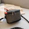 Luxury Retro Design Women's Bucket Shoulder Bag New Fashion Rivet Diamond Small Square Bag Personality High-end Crossbody Bag