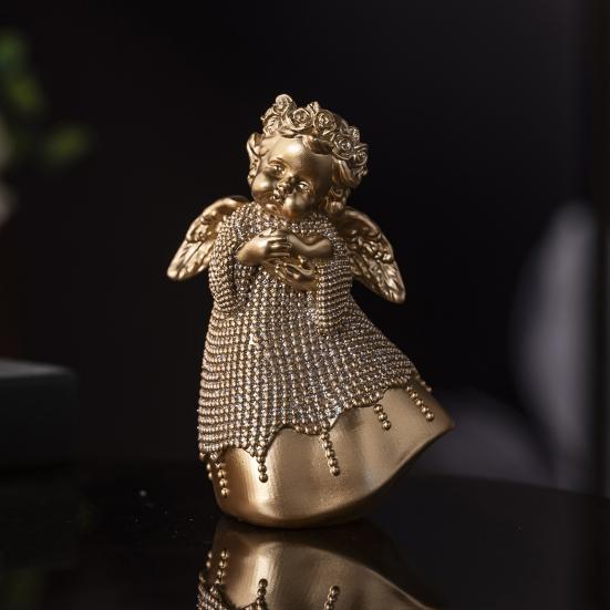 Resin Angel Statue Hug Heart Candlestick Shape Ornament Angel Sculpture Comfortable Feel Angel Ornament