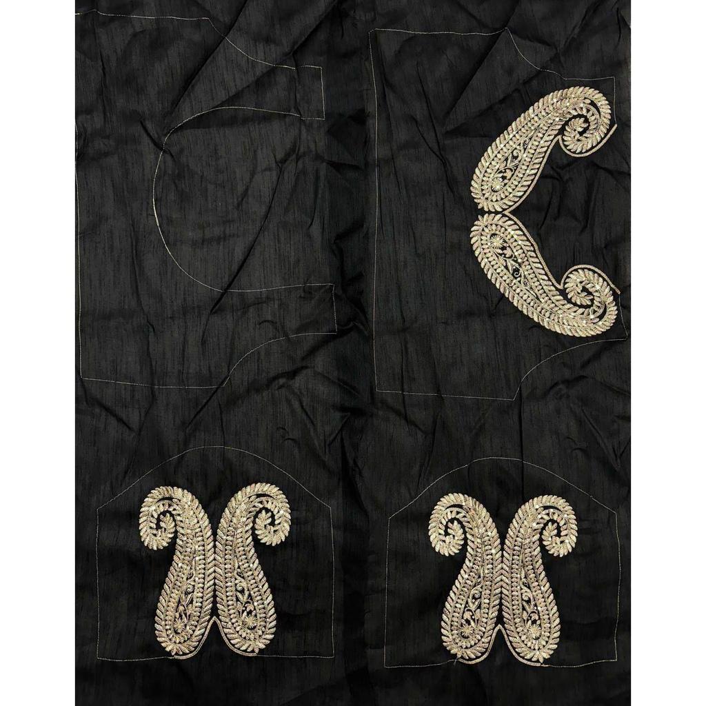 Премиальный шелк Ранголи с паллу, украшенным нитью джари, и вышивкой пайетками 3 мм