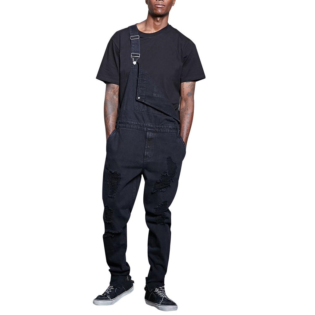 Мужские карманные джинсы Комбинезон Уличная одежда Брюки на подтяжках