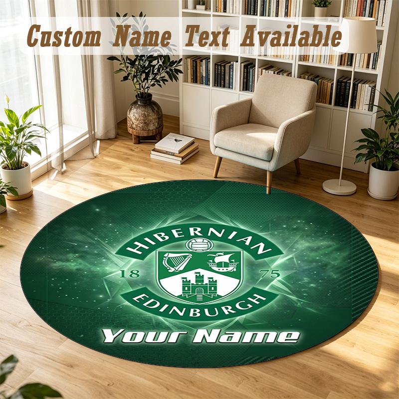 Round Rug Custom NameHibernian FC Pattern Non Slip Carpet Home Floor Decor