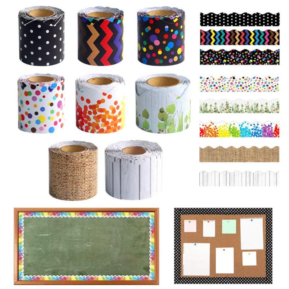 Colored Wavy Edge Paper DIY Wall Decoration Poster Border Stickers for Classroom Board Home Party