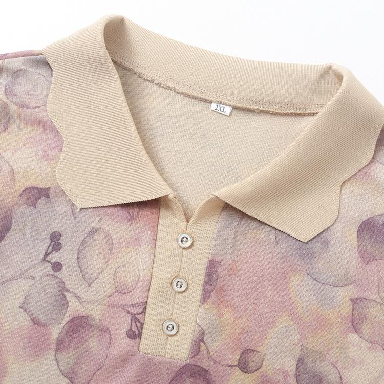 Мамина весенне-осенняя трикотажная рубашка с длинным рукавом нового стиля для женщин среднего и пожилого возраста, топ с принтом и лацканами, модная базовая рубашка