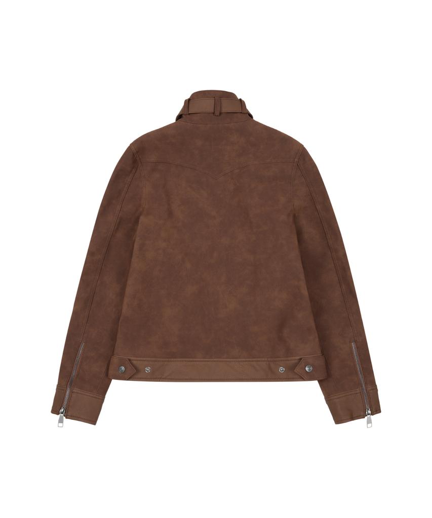 AAKAM Mixed Leather Jacket (Brown)
