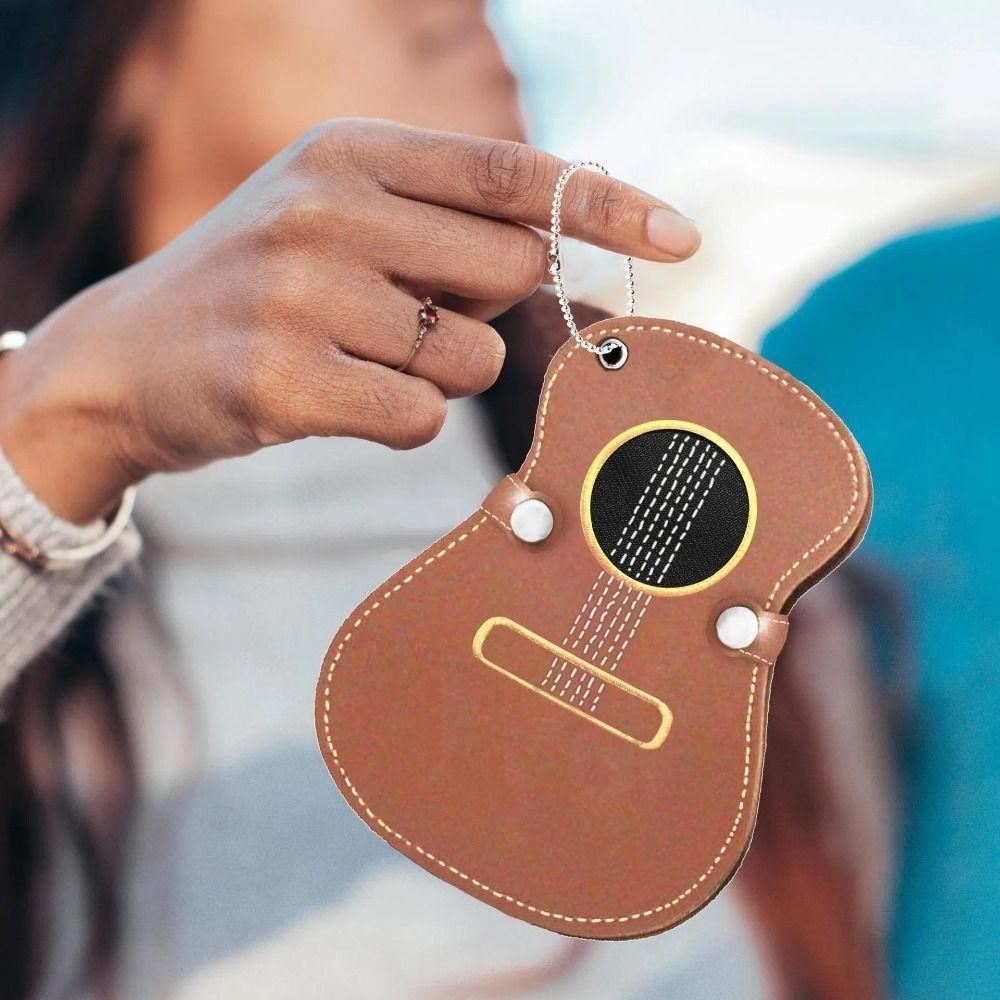 Guitar Shaped Guitar Pick Holder Bag Large Capacity Guitar Pick Clip Guitar Plectrums Bag Electric