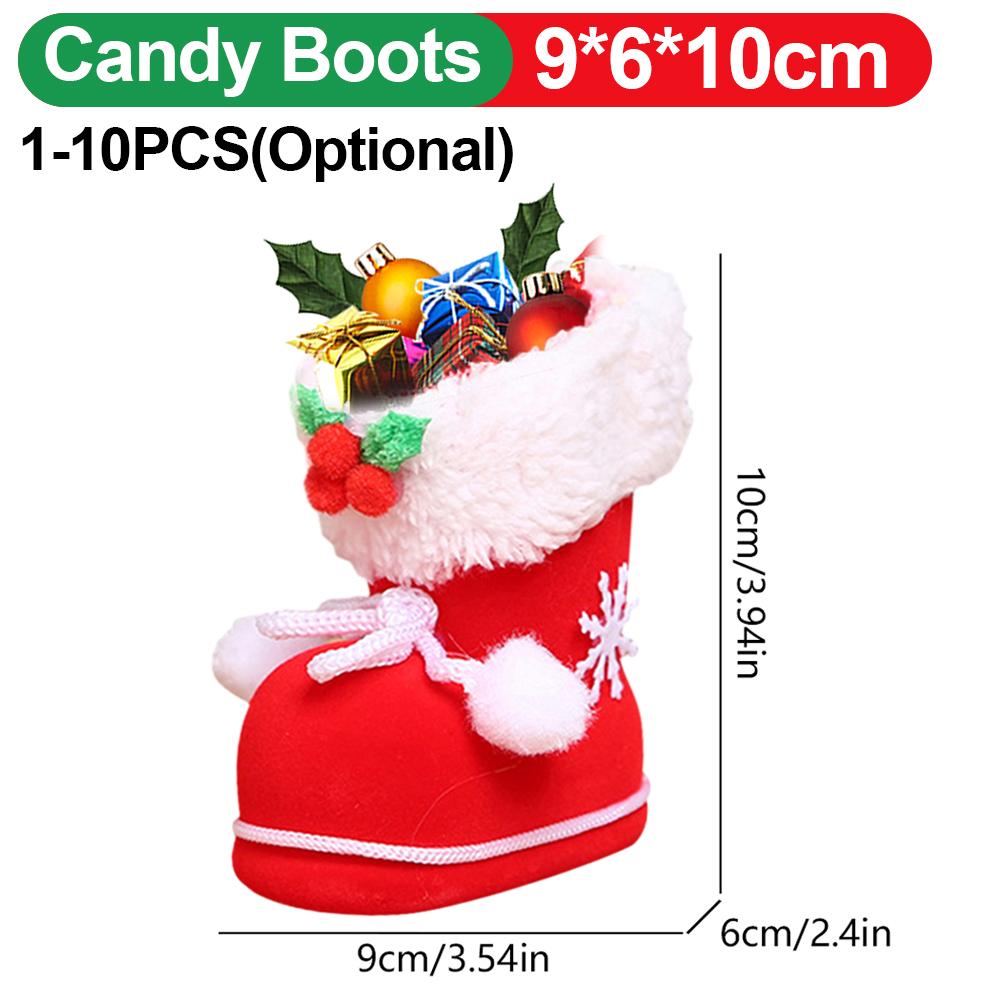 Christmas Red Boots Bags Xmas Gift Bags 3 Sizes Sugar Bags Santa Gift Bag For Christmas Candy Cookies Gift Packing Bags