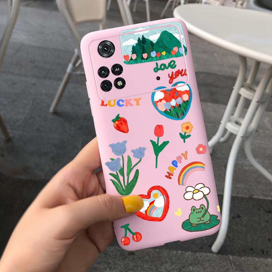 Чехол для Xiaomi Poco M4 Pro Милый узор Конфетный цвет Чехол для телефона Для Poco M 4 M4 Pro 5G 4G PocoM4 Мягкий силикон ТПУ Задняя крышка