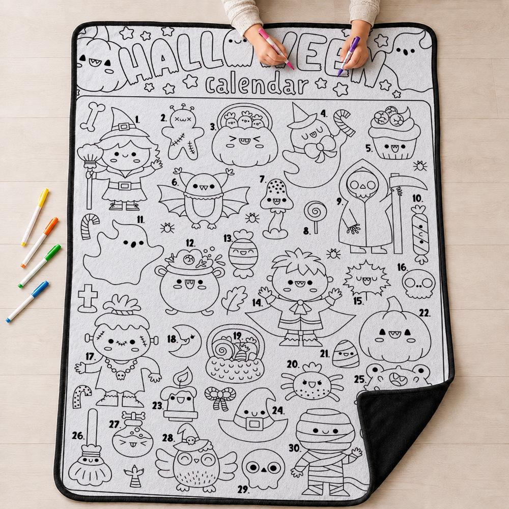 Halloween DIY Coloring Blanket for Kids - Parent-Child Activity Doodle Blanket