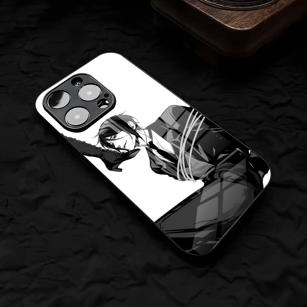 Аниме Черный Дворецкий Чехол для Телефона Для IPhone 17 Air 16 E Pro Max 15 14 13 Mini 12 Pro 11 Max Plus Черная Стеклянная Крышка