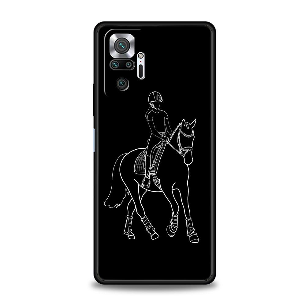 Чехол для телефона с изображением лошади, Арт Животные, Для Xiaomi Redmi Note 14 13 5G 10 11 12 Pro Plus 4G 14C 13C 12C 10C, Черный