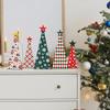 1 Set Desktop Rustic Wooden Handmade Ornament Decorative Tree Durable Christmas Festive Craft Creative