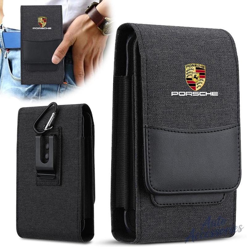 ABKF1 Vertical Cell Phone Belt Clip Holster Pouch Buckle Wallet Card Holder Case Cover For Porsche Cayenne 971 911 9YA Boxster Sticker
