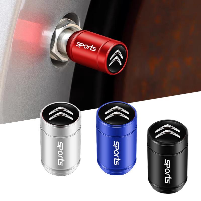 AABFJ1 4Pcs Car Tire Valve Caps Aluminum Car Wheel Stem Air Valve Cap For Citroen C4 C3 C2 DS3 Berlingo Xsara Grand Picasso Jumper Saxo