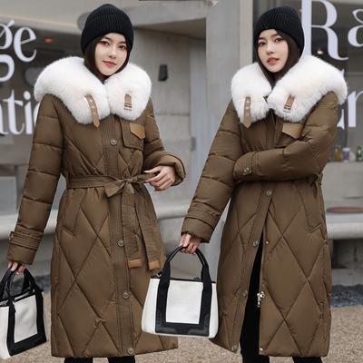 Женская зимняя куртка больших размеров длиной до колена с меховым воротником, утолщенным капюшоном, на молнии, простая повседневная верхняя одежда