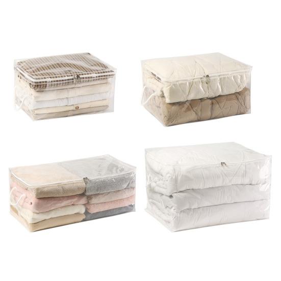 Quilt Storage Bag with Double Zippers Large Capacity Transparent Design Waterproof Easy To Clean Reusable Moisture-proof Storage Bag