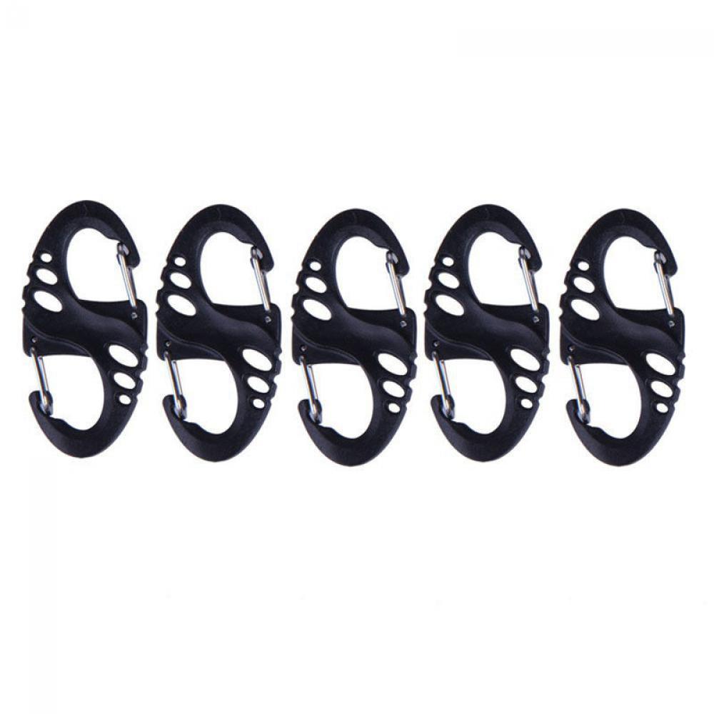 5PCS/10PCS Camping Plastic Steel Portable Dual Buckle Climbing Hook S-Type Carabiner Keychain