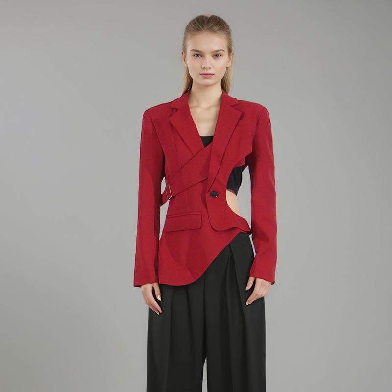 Женский пиджак весна/лето 2025 с длинным рукавом и открытой талией - уникальный дизайн