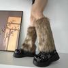 Womens Furry Party Costume Sexy Y2K Faux Furs Fuzzy Long Boots Shoes Cuffs Cover Leg Warmers/Boot Sleeves/Boot Covers