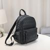 Backpack Large Capacity Unisex Trendy Bag Skull Head Rivet Soft Leather Casual Commuting Backpack
