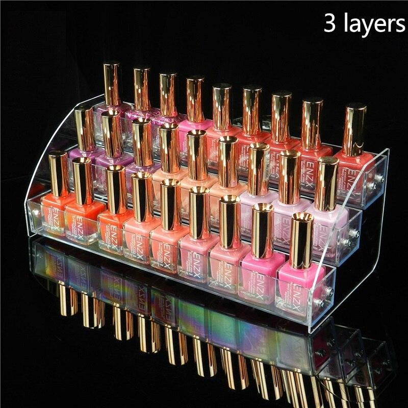 2/3/45/6/7 Layers Acrylic Nail Polish Display Organizer Shelf Clear Cosmetic Display Rack Holder Frame Jewelry Stand Storage Box