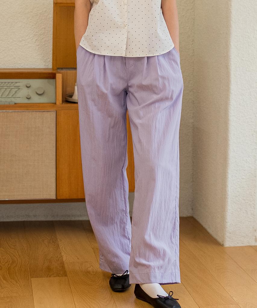 COTTON BELL Elastic Waist Relax Pants - Light Purple