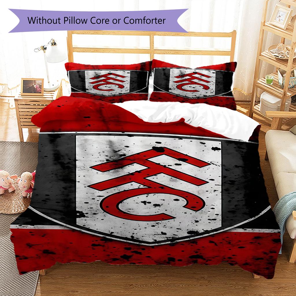 Fulham F.C Pattern Bedding Quilt Set Quilt Cover Pillowcase Home Decoration Birthday Gift (1 * duvet cover + 2 * pillowcase, without core)