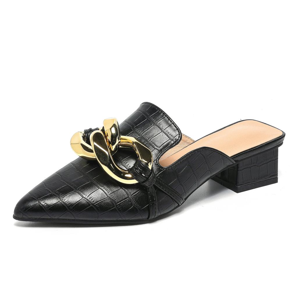 Sandals for Women Summer Slip On Pointed Half Slippers 2024 Fashion Heels Slides Shoes for Female Mules Shoes Sandalias Mujer