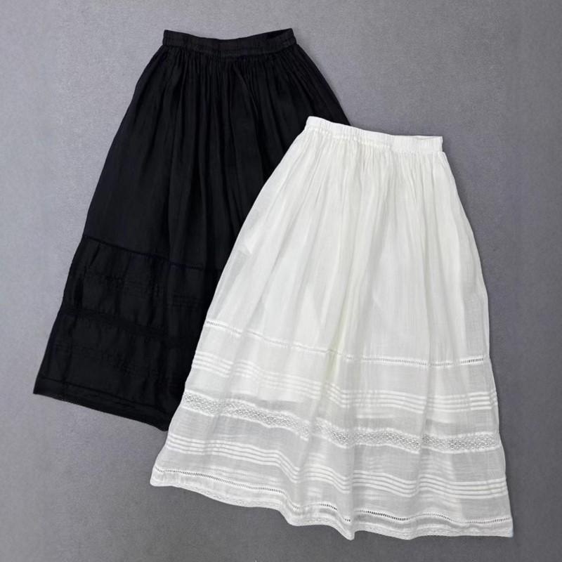 Johnature Elasticated Waist Summer Loose Retro Style Women Breathable Skirt Women