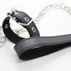 Мужской кожаный комплект SM Fun Bondage с кольцами для пениса и цепью для тяги