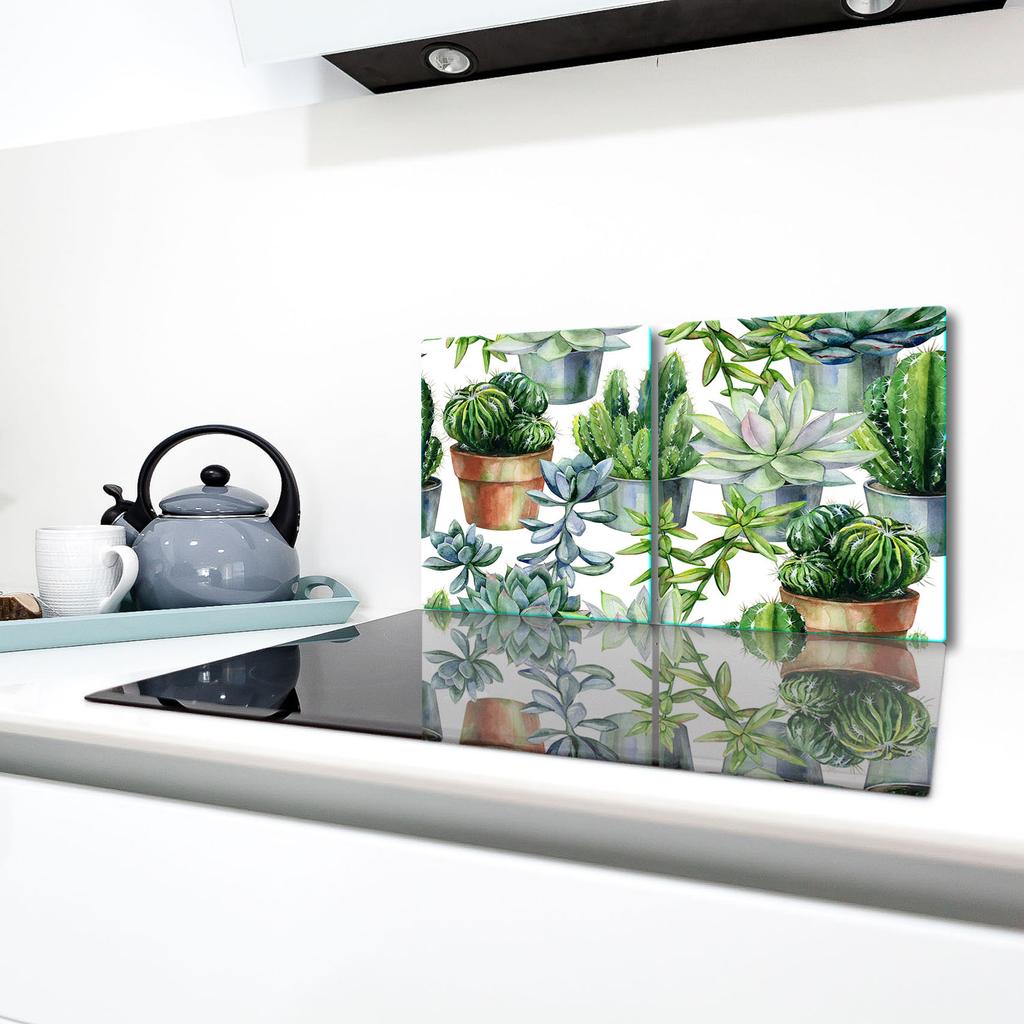 2x GLASS PROTECTIVE PLATE FOR STOVE 40x52 CACTUS