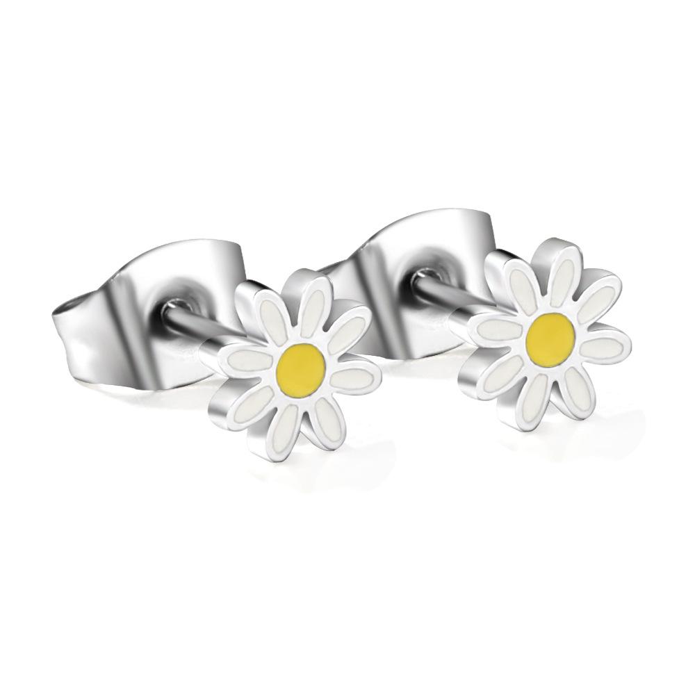 Cross-border European American Colorful Daisy Flower Stud Earrings - Simple Sweet Christmas Design