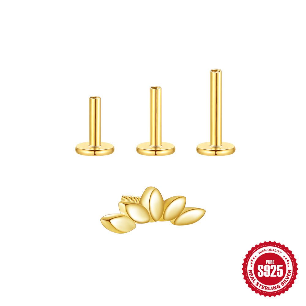 Серьги-гвоздики для пирсинга хряща из стерлингового серебра S925 с бриллиантами в форме лотоса, спиральные, многоразмерные, 5/6/8 мм